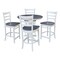 International Concepts 36 in. Solid Wood Round Top Pedestal Counter Height Dining Table with 4 Stools, White/Heather Gray K05-36RT-27B-S6172-4 - alternate 1
